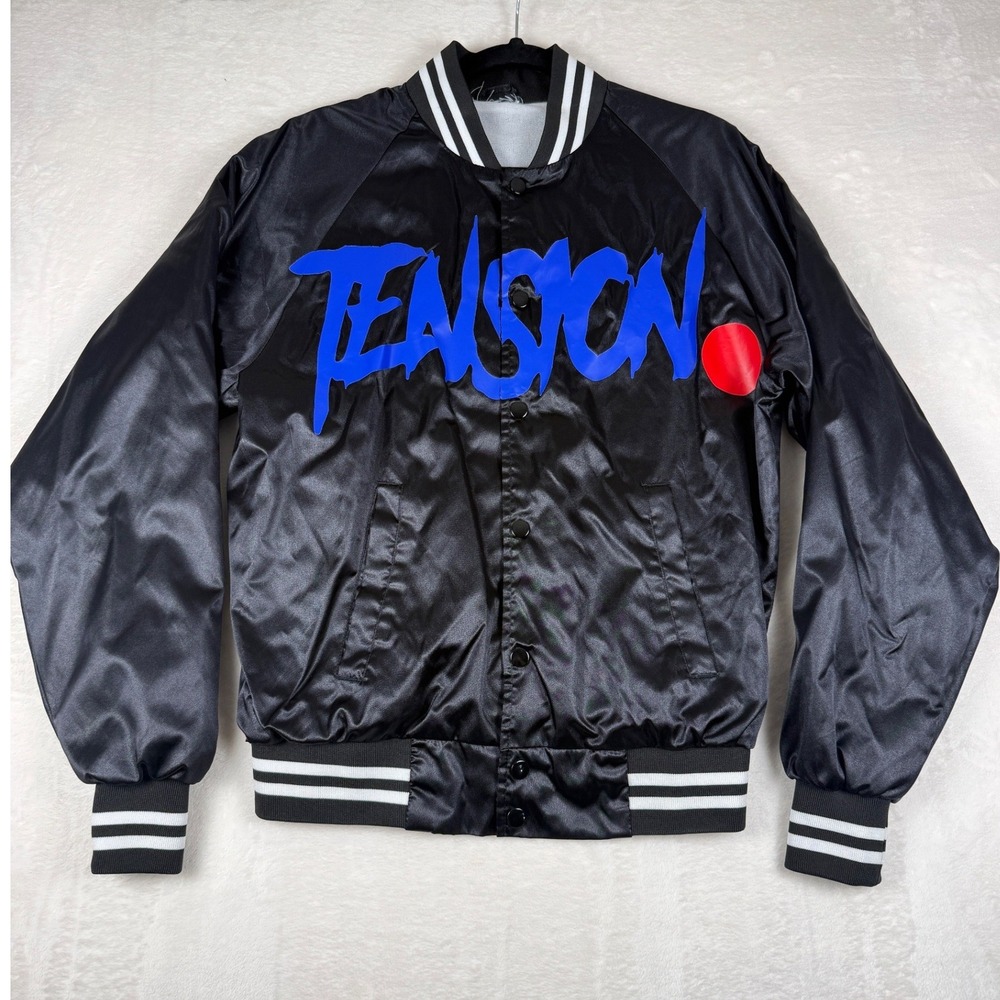 Hypebeast‎ 'Tension' Satin Varsity Jacket Small Shark Graphic Streetwear Bomber